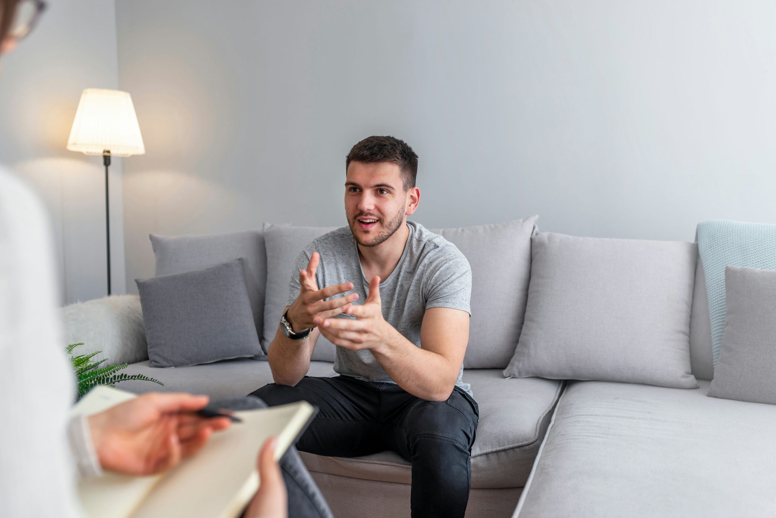 man with mental health problem attending therapy