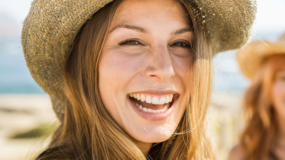 close up of white woman smiling