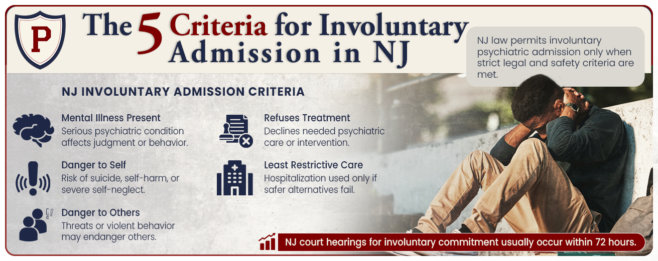 The 5 Criteria for Involuntary Admission in NJ infographic