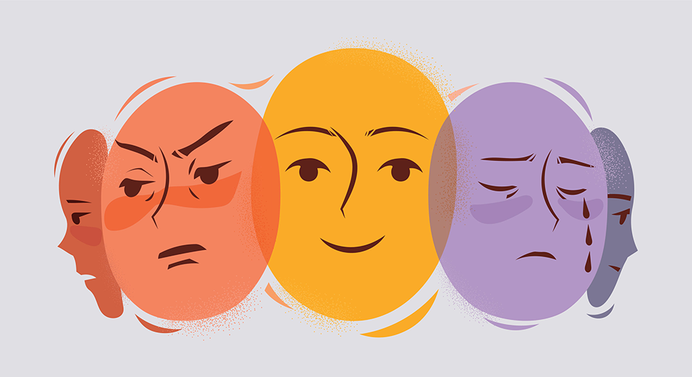 Conceptual image symbolizing the extreme mood shifts of bipolar disorder.