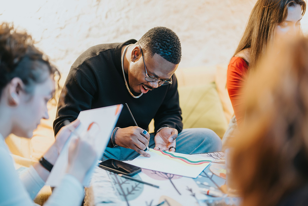 Art therapy activity used to explore emotions and support mental health recovery.