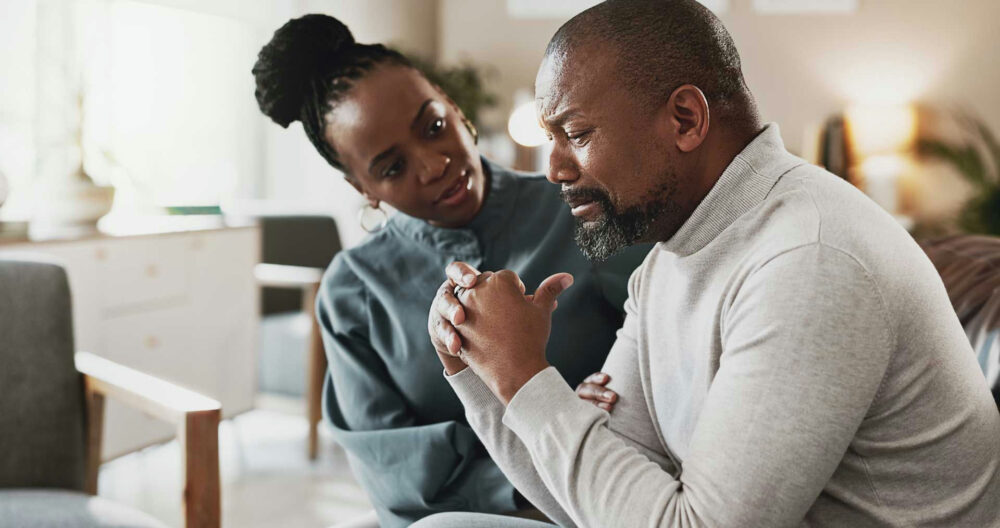 Person with borderline personality disorder experiencing emotional distress after a relationship trigger.