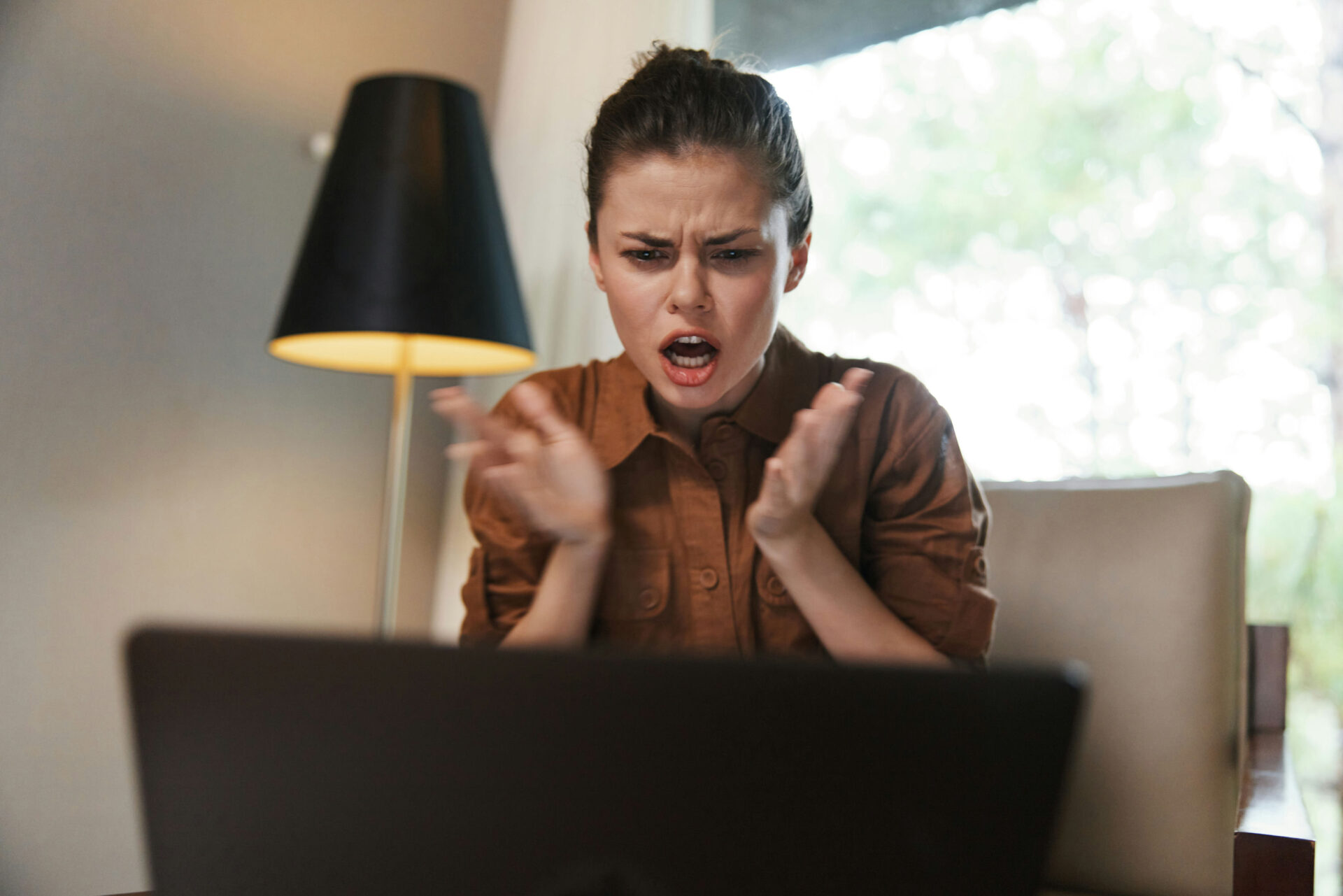 woman struggling with intense emotional outburst and stress